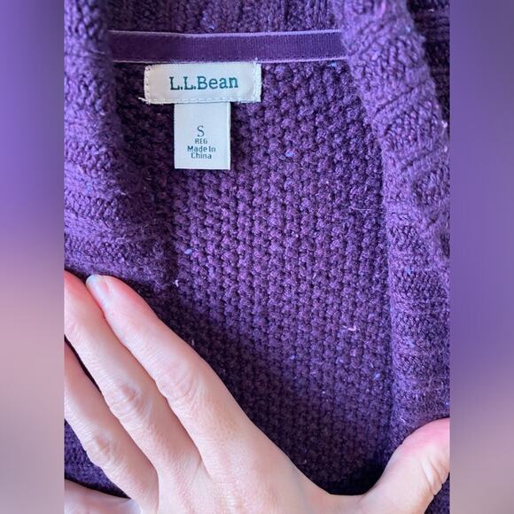 LL Bean Sweater Womens Small Purple Heathered Vintage Knit Long Cardigan Casual - Picture 4 of 11